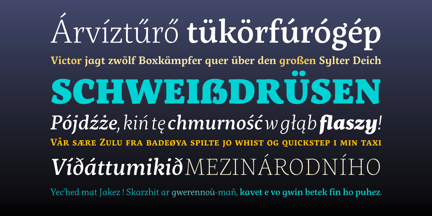 Ejemplo de fuente Servus Slab SemiBold Italic